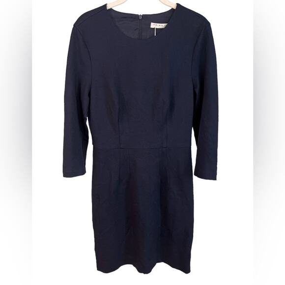 Trina Turk Navy Blue Shift Dress with 3/4 Length Sleeves Small NWT - Picture 1 of 11